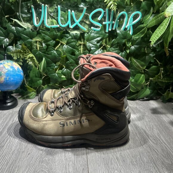 Simms G3 Guide Boots Men’s 10 Dark Elkhorn Nubuck Leather Wading Fishing Vibram - Picture 4 of 13